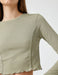 Ribbed Cropped Long Sleeve in Khaki - Usolo Outfitters-KOTON