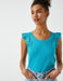Ribbed Ruffle Sleeve Tank Top in Blue - Usolo Outfitters-KOTON