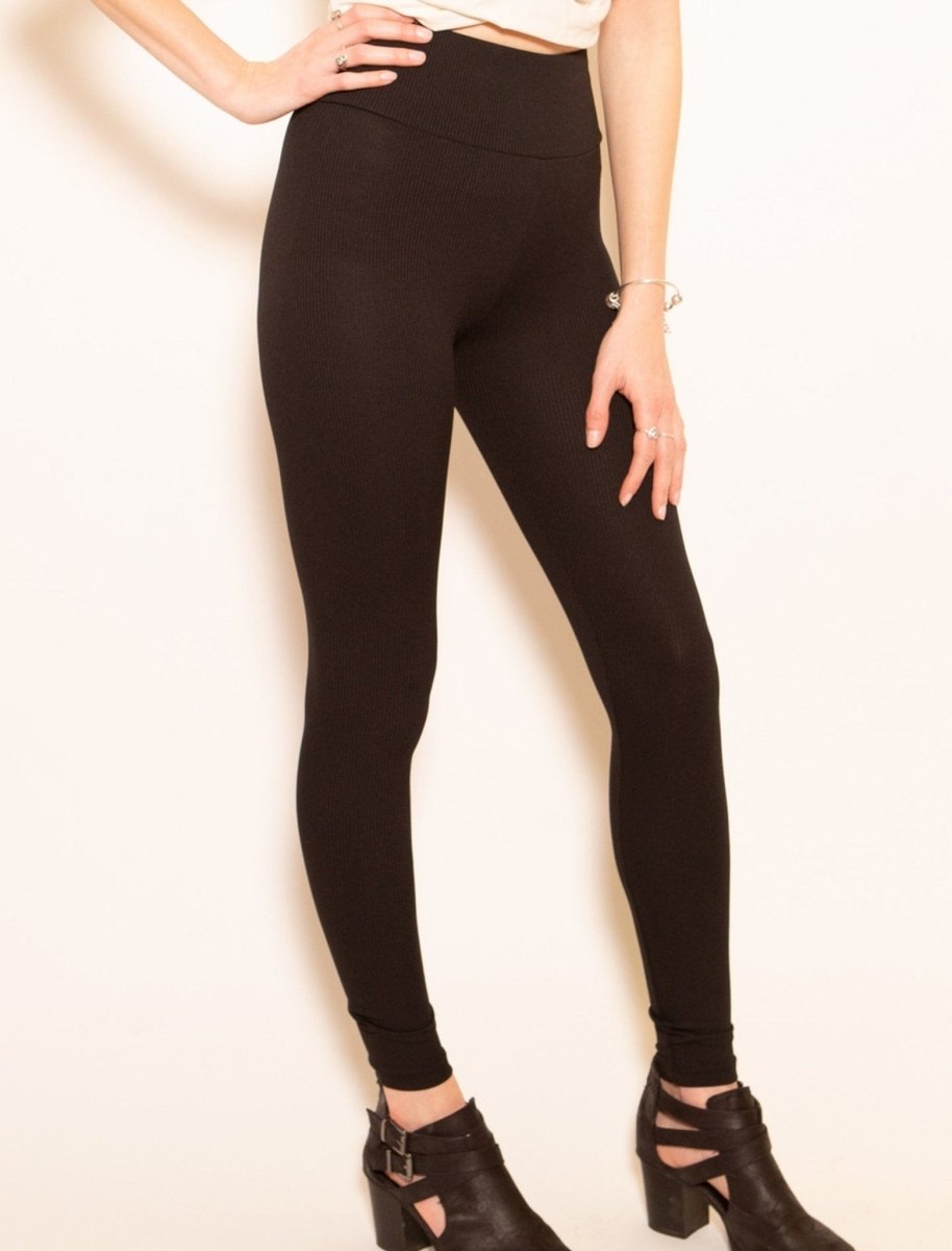 Ribbed Tight Leggings in Black - Usolo Outfitters-Usolo Outfitters