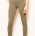 Ribbed Tight Leggings in Khaki - Usolo Outfitters-Usolo Outfitters