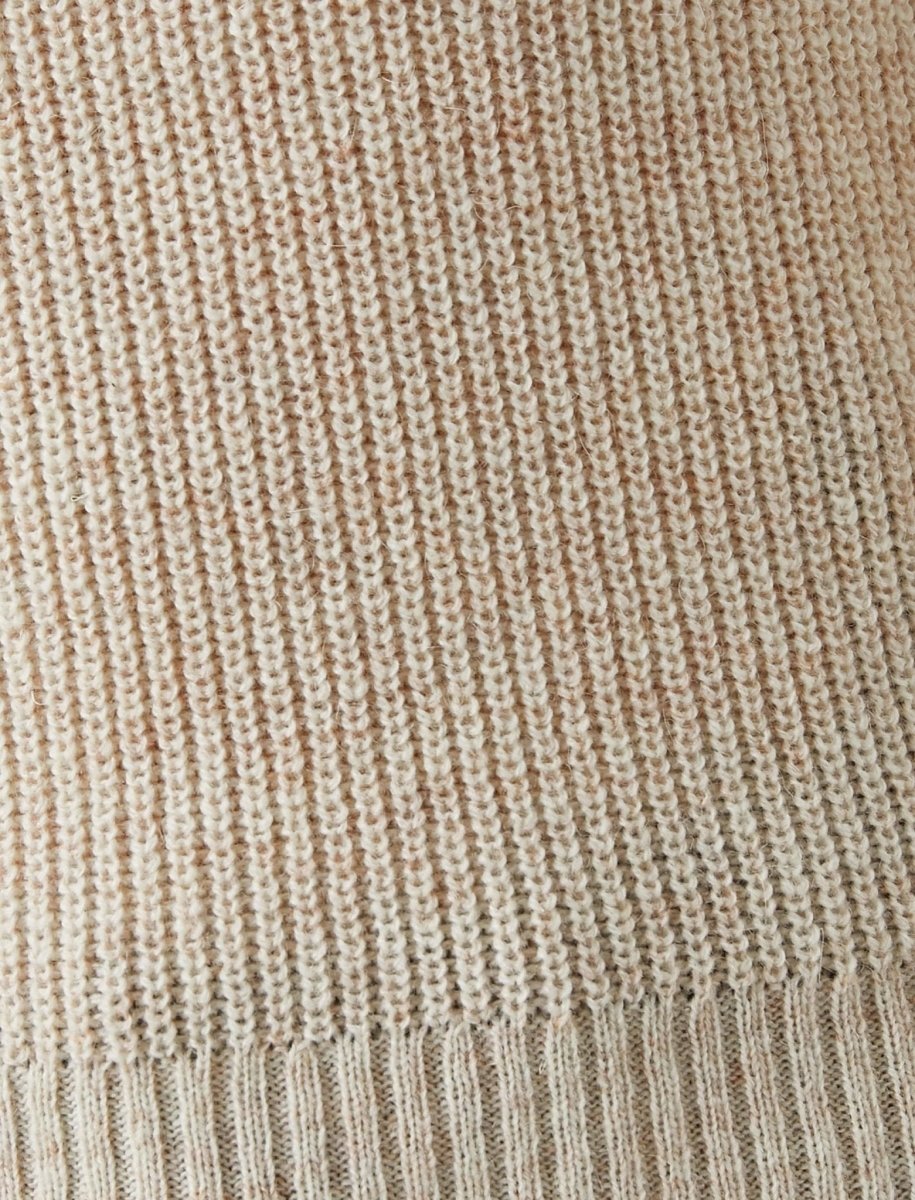 Ribbed Wool Turtleneck Sweater in Beige - Usolo Outfitters-KOTON
