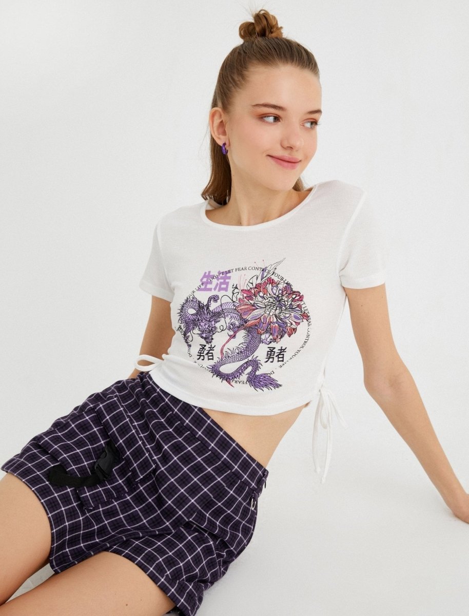 ruched white crop top