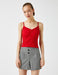 Ruched Ribbed Tank in Red - Usolo Outfitters-KOTON