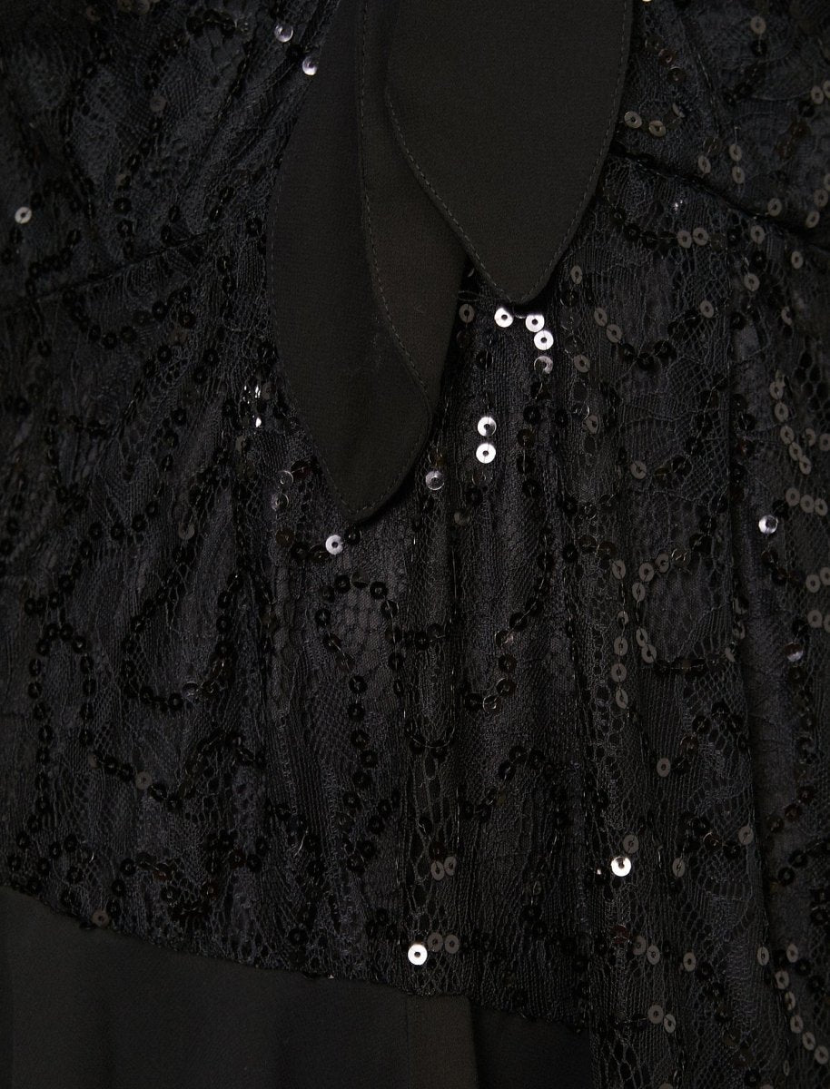 Ruffled Sequin Dress in Black - Usolo Outfitters Ruffled Sequin Dress in Black - Usolo Outfitters