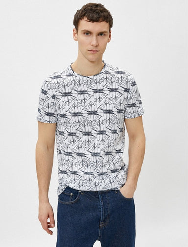 Sail AOP Print T-Shirt in White - Usolo Outfitters-KOTON