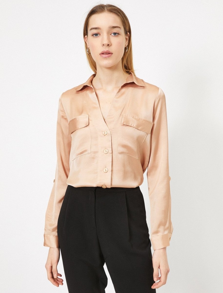 Satin Utility Blouse in Pink - Usolo Outfitters-KOTON