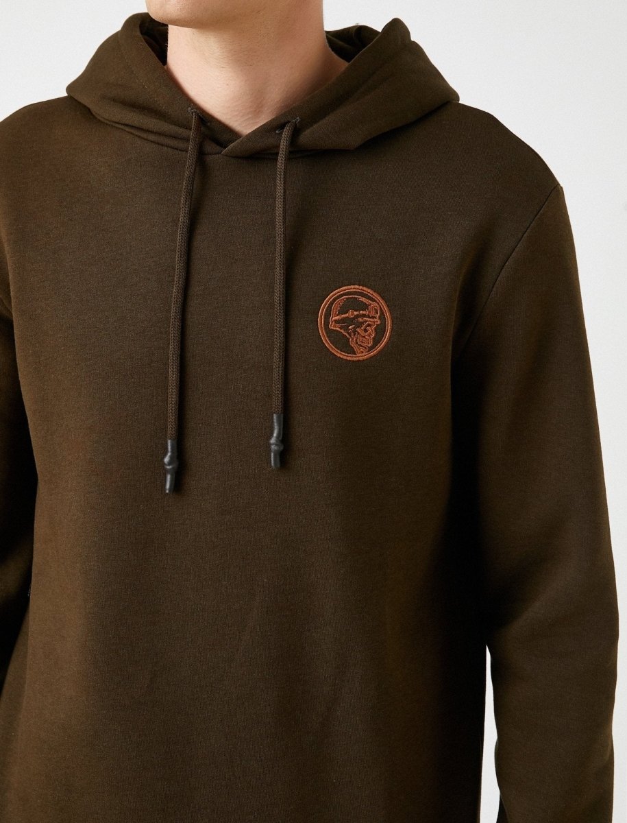 Skull Emroidered Hoodie in Brown - Usolo Outfitters-KOTON