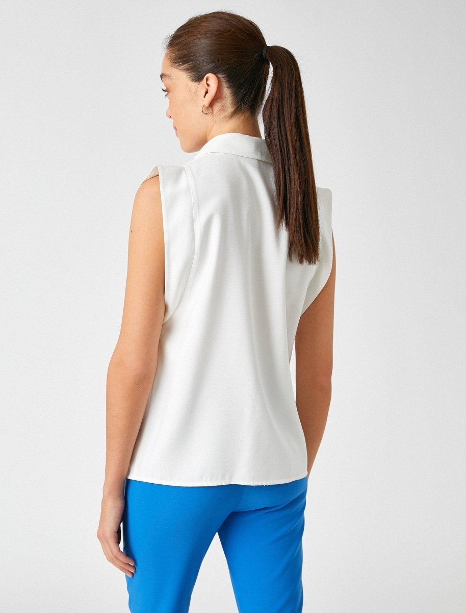 Sleeveless A-Line Shirt in White - Usolo Outfitters-KOTON