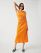 Sleeveless Cut Out Midi Dress in Orange - Usolo Outfitters-KOTON