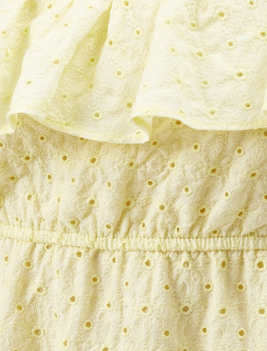 Sleeveless Eyelet Dress in Yellow - Usolo Outfitters-KOTON