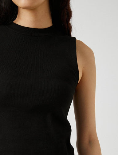 Sleeveless Mock Neck Top in Black - Usolo Outfitters-KOTON