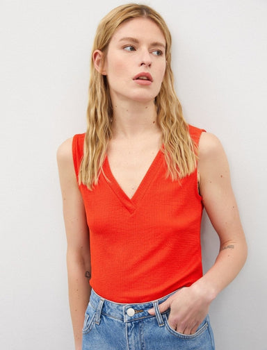 Sleeveless V-Neck Blouse in Red - Usolo Outfitters-KOTON