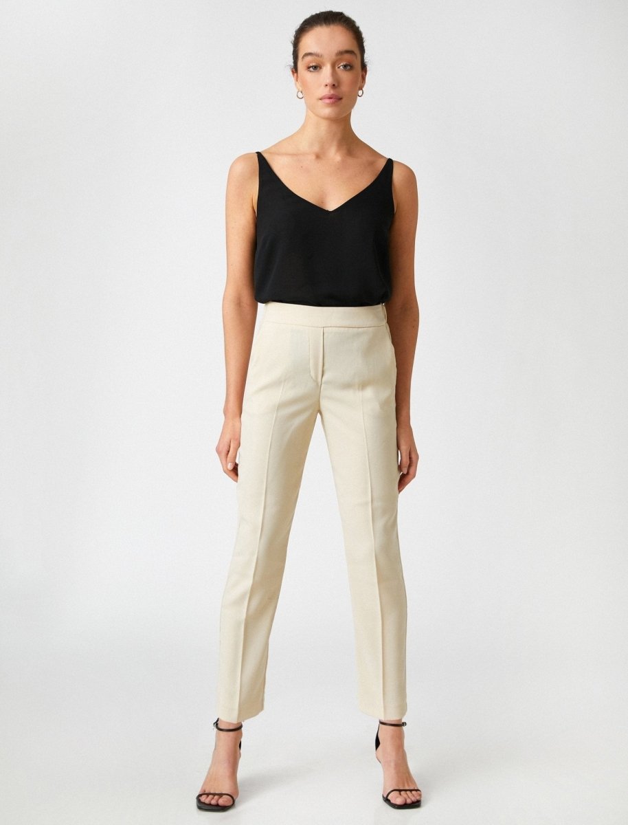 Slim Ankle Dress Pants in Cream - Usolo Outfitters-KOTON