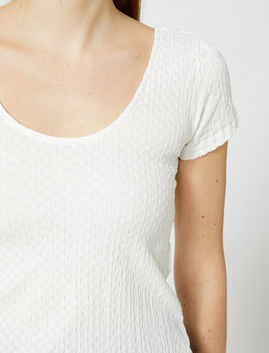 Slim Scoop Neck T-Shirt in White - Usolo Outfitters-KOTON