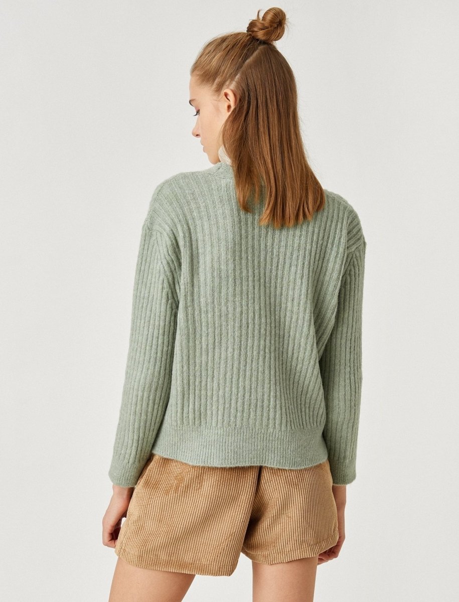 Slouchy V Neck Cardigan in Sage - Usolo Outfitters-KOTON