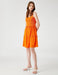 Smocked Fit and Flare Midi Dress in Orange - Usolo Outfitters-KOTON