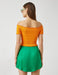 Smocked Off The Shoulder Crop Top in Orange - Usolo Outfitters-KOTON