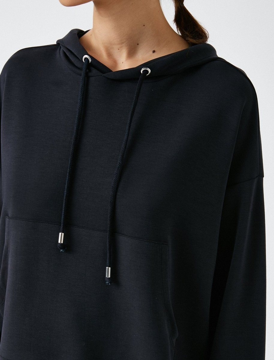 Soft Cropped Hoodie in Black - Usolo Outfitters-KOTON