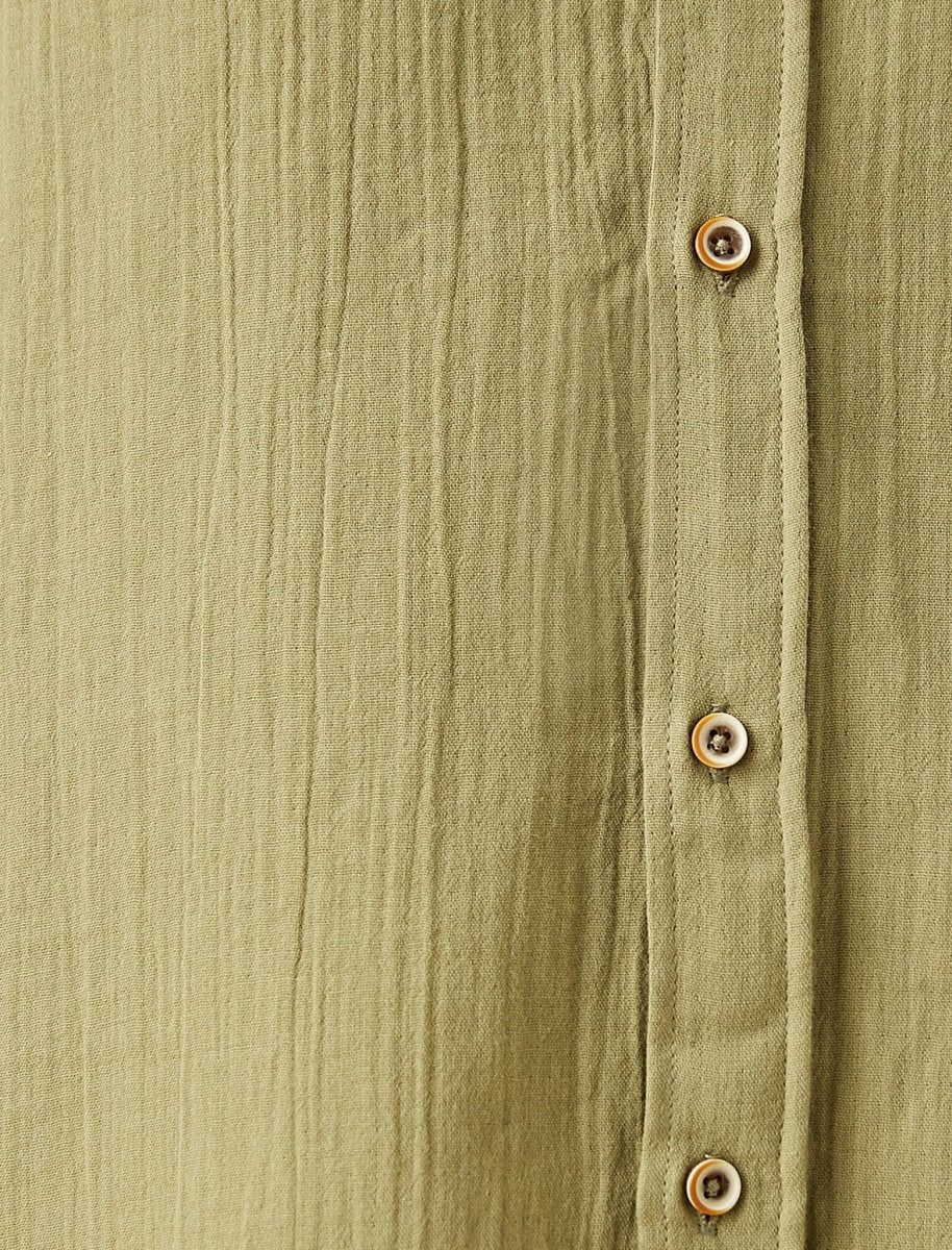 Soft Wrinkled Look Shirt in Khaki - Usolo Outfitters-KOTON