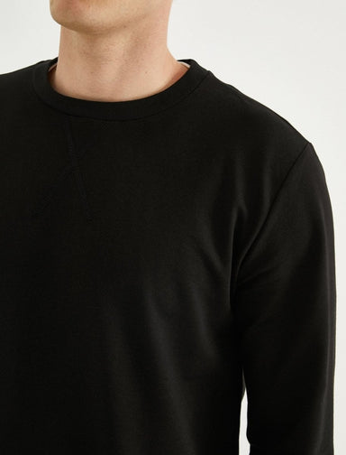 Solid Crew Neck Sweatshirt in Black - Usolo Outfitters-KOTON