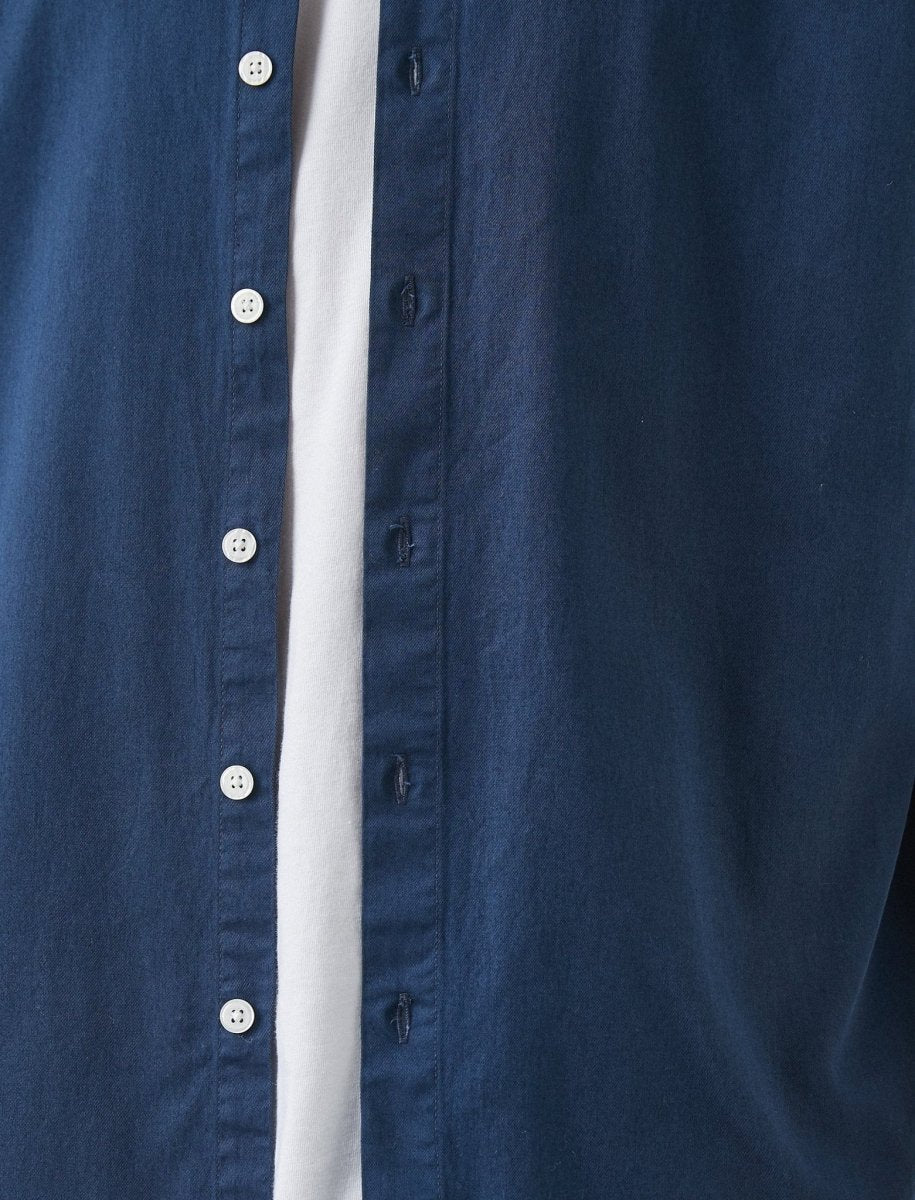 Solid Twill SS Shirt Untucked in Navy - Usolo Outfitters-KOTON