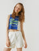 Spliced Graphic Sleeveless Crop Top in Blue - Usolo Outfitters-KOTON