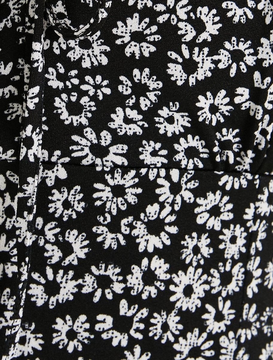 Strap Ruffle Hem Mini Dress in Black Floral - Usolo Outfitters-KOTON