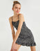 Strap Ruffle Hem Mini Dress in Black Floral - Usolo Outfitters-KOTON