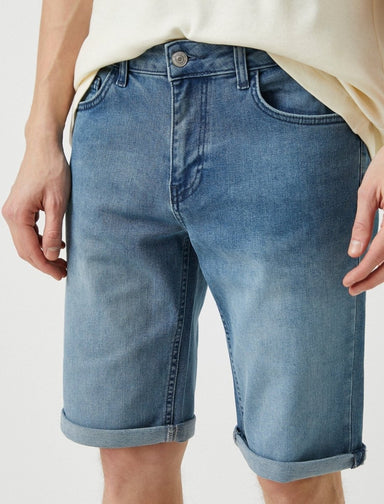 Stretch Denim Shorts in Blue Wash - Usolo Outfitters-KOTON