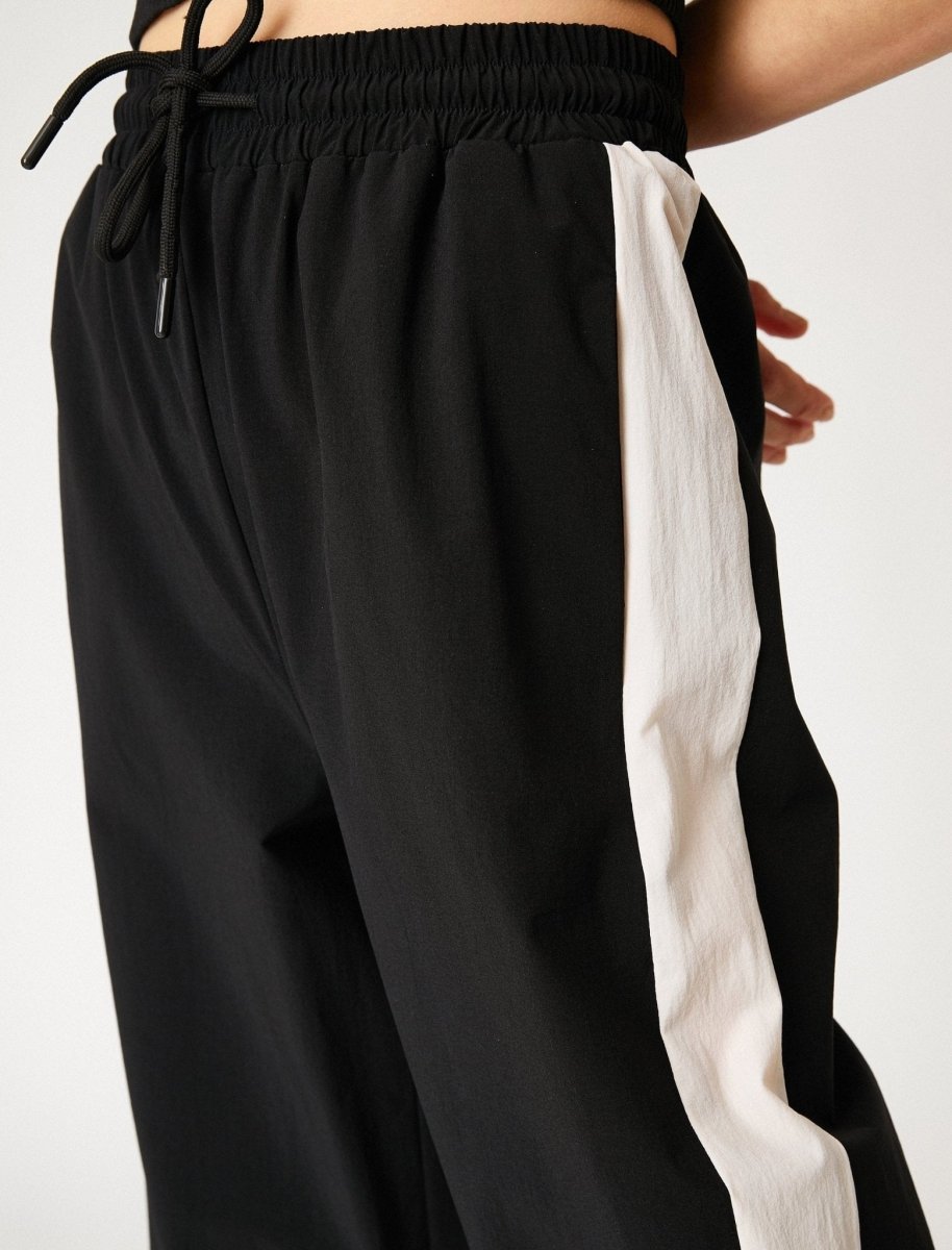 Stripe Baggy Track Pants in Black - Usolo Outfitters-KOTON