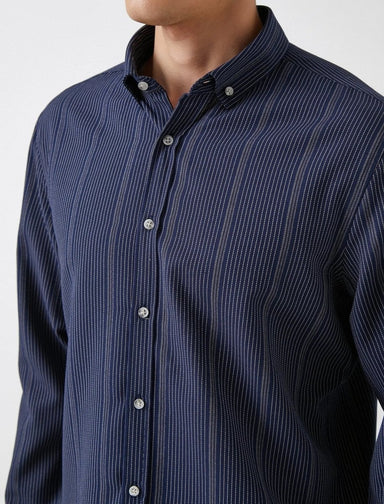 Striped Button Down Shirt in Navy - Usolo Outfitters-KOTON