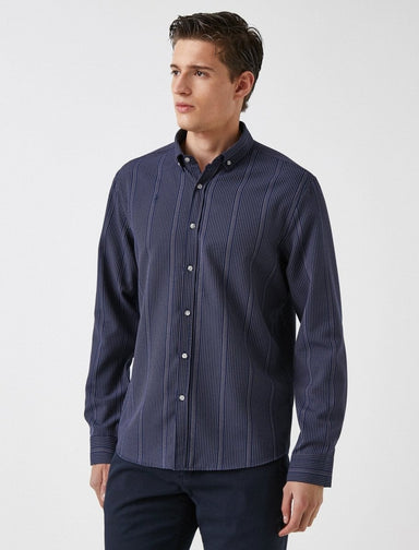 Striped Button Down Shirt in Navy - Usolo Outfitters-KOTON