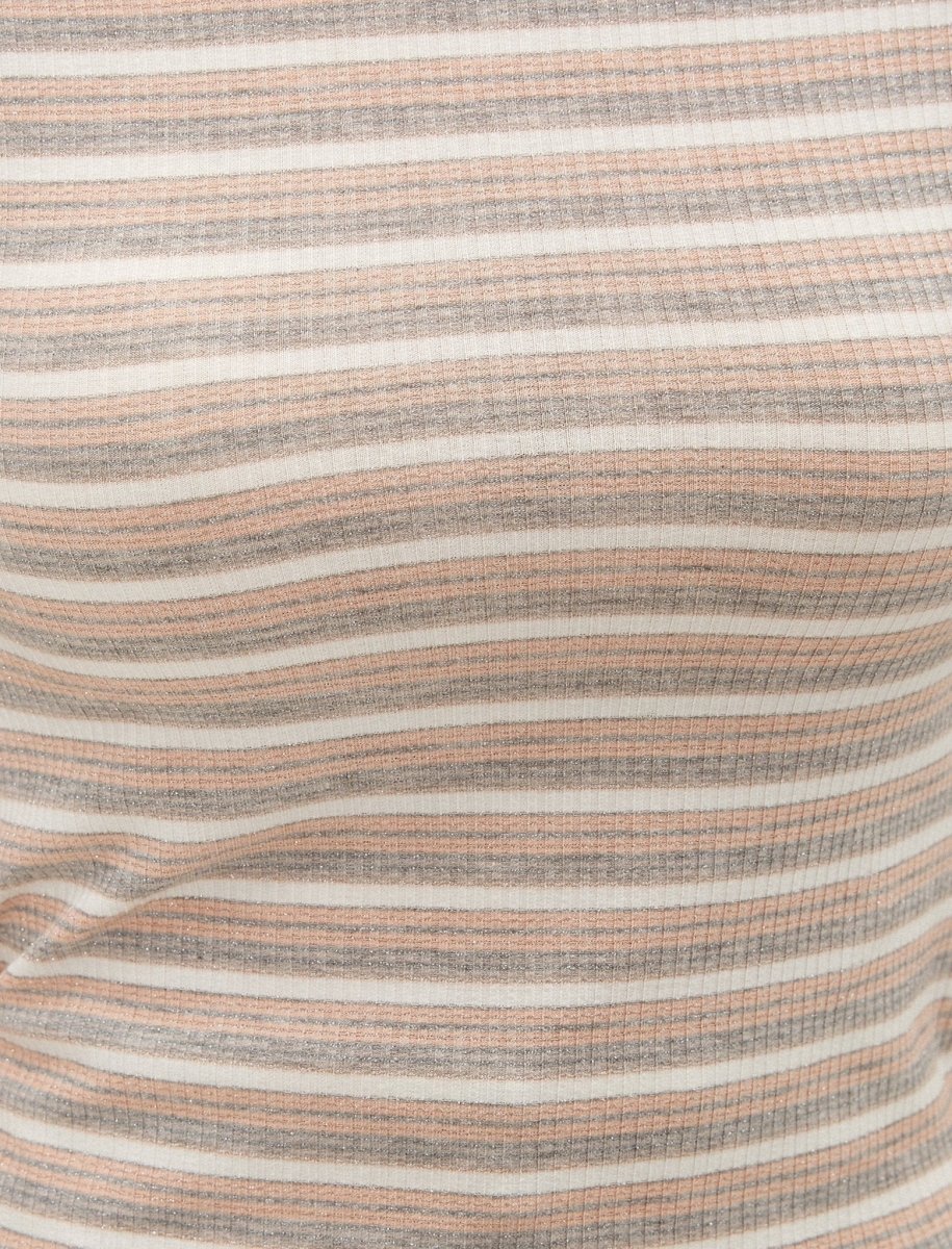 Striped Lettuce Edge Tee in Rose - Usolo Outfitters-KOTON