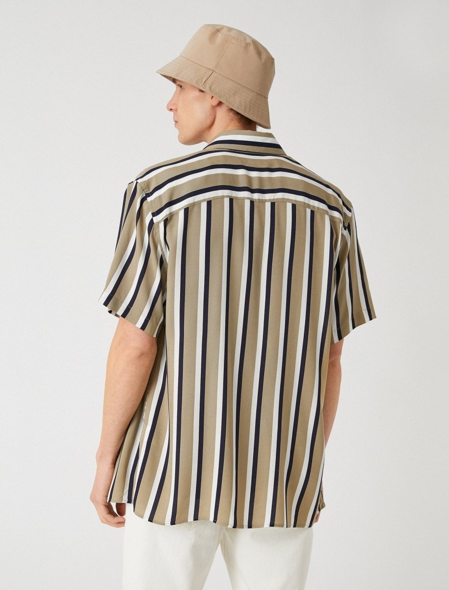 Striped Short Sleeve Shirt in Beige - Usolo Outfitters-KOTON