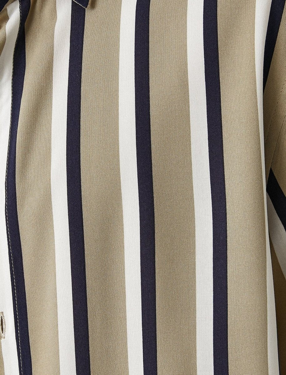Chemise rayée à manches courtes en beige - Usolo Outfitters-KOTON