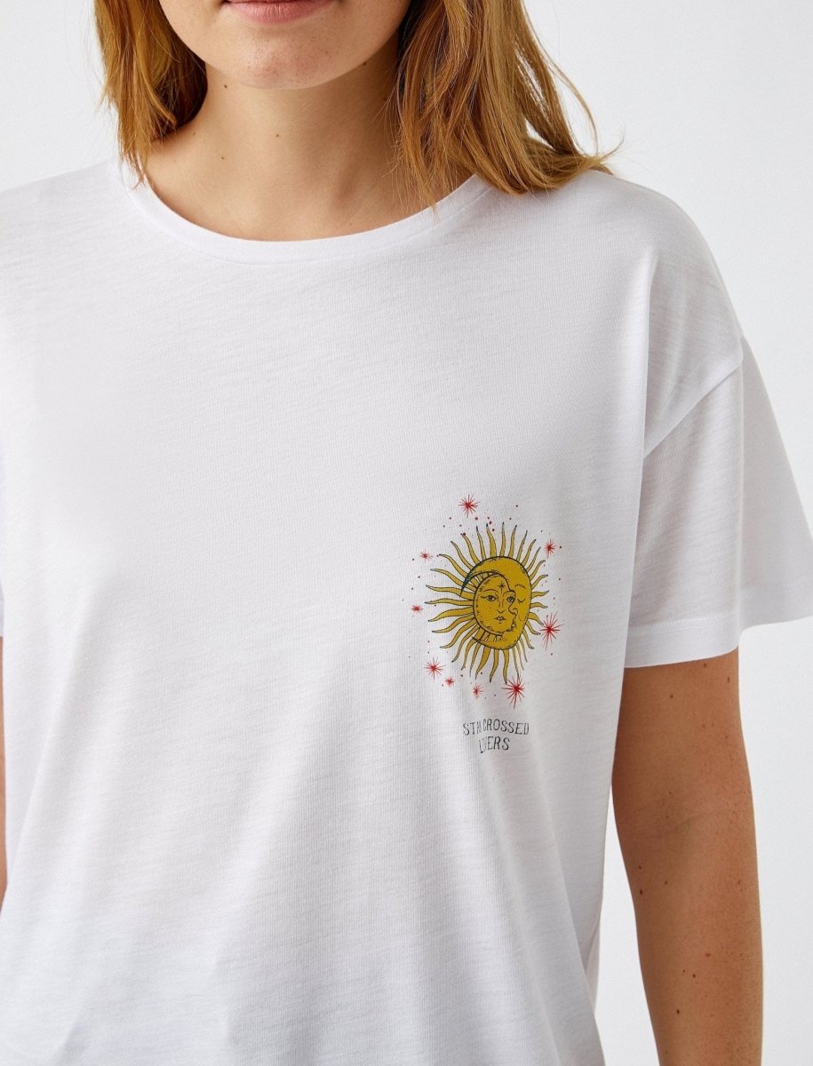Sun and Moon Graphic T-Shirt in White - Usolo Outfitters-KOTON