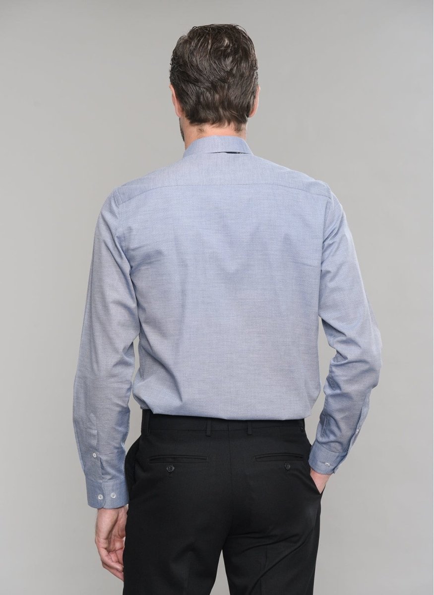 Textured Dress Shirt in Light Blue - Usolo Outfitters-PEOPLE BY FABRIKA
