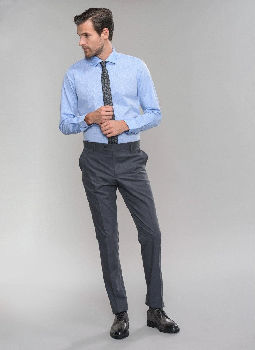 Textured Dress Shirt in Light Blue - Usolo Outfitters-PEOPLE BY FABRIKA