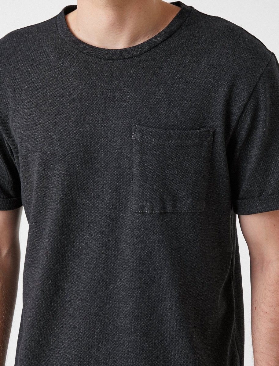 T-shirt texturé en piqué anthracite - Usolo Outfitters-KOTON