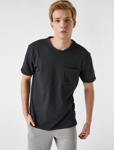 Textured Pique Tshirt in Anthracite - Usolo Outfitters-KOTON
