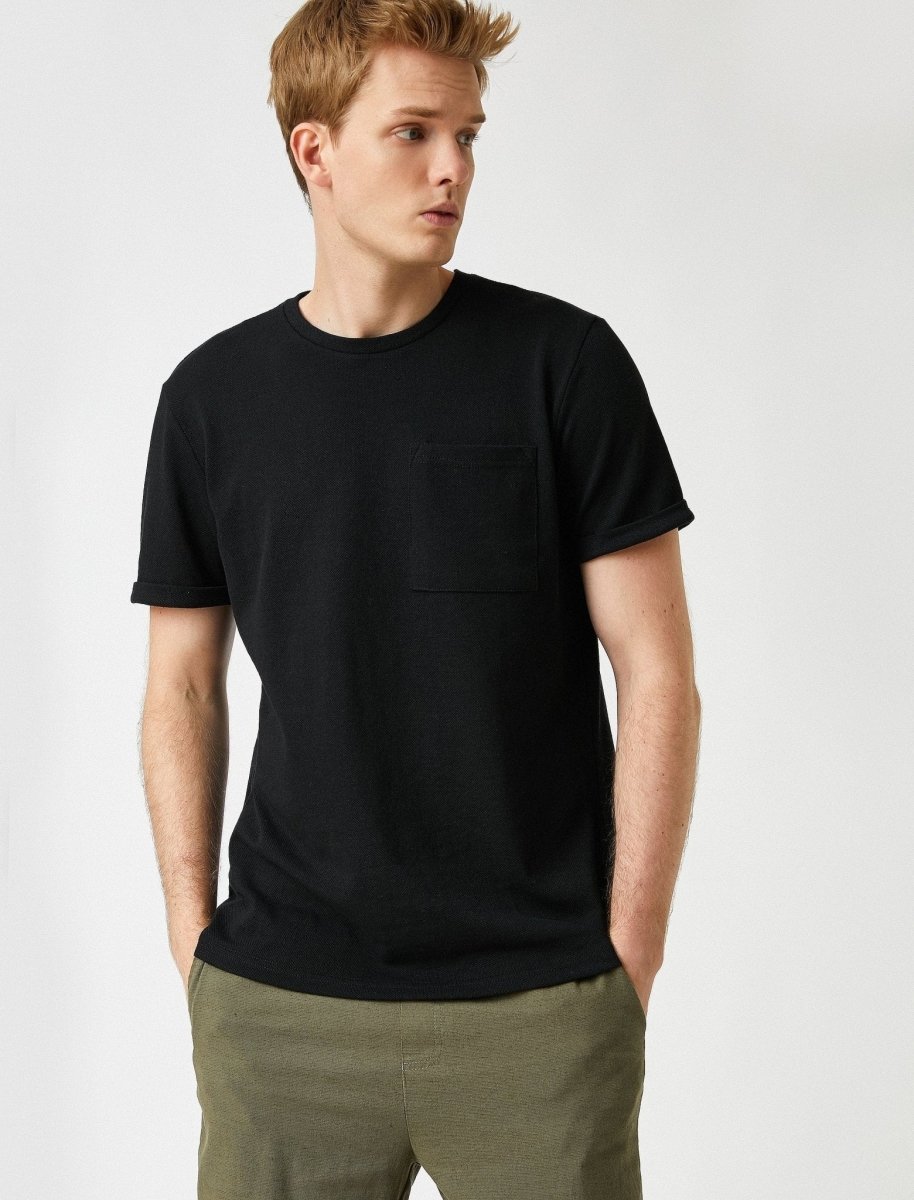 Textured Pique Tshirt in Black - Usolo Outfitters-KOTON