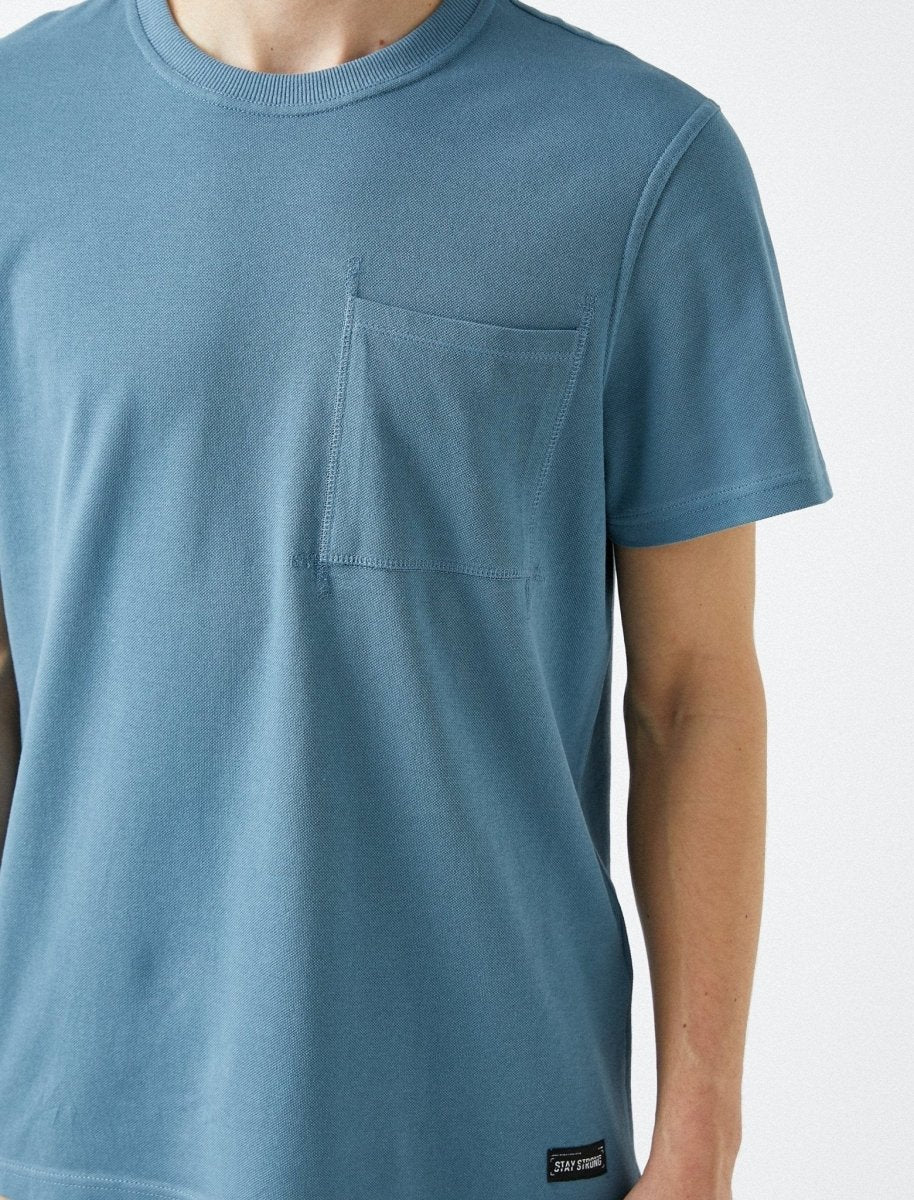 Textured Pique Tshirt in Blue - Usolo Outfitters-KOTON