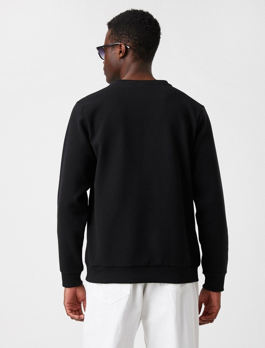 Textured Relaxed Sweatshirt in Black - Usolo Outfitters-KOTON