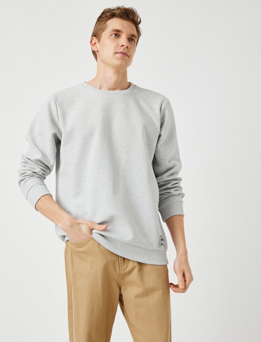 Textured Relaxed Sweatshirt in Grey - Usolo Outfitters-KOTON