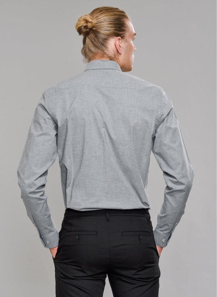 Textured Stretch Shirt in Grey - Usolo Outfitters-PEOPLE BY FABRIKA