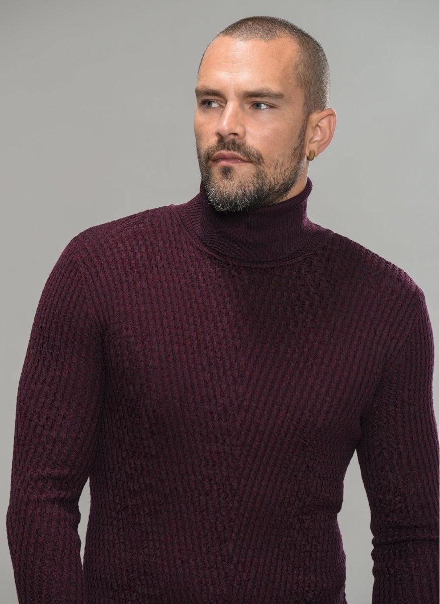 Textured Turtle Neck Sweater - Usolo Outfitters-PEOPLE BY FABRIKA