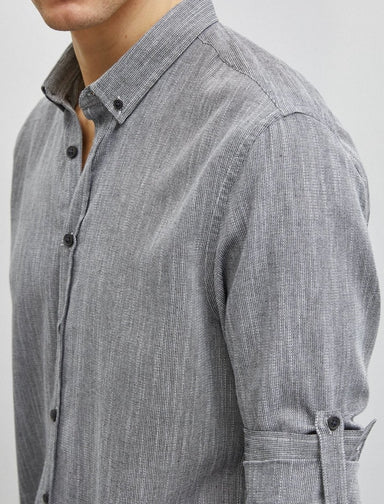 Textured Twill Shirt in Gray - Usolo Outfitters-KOTON