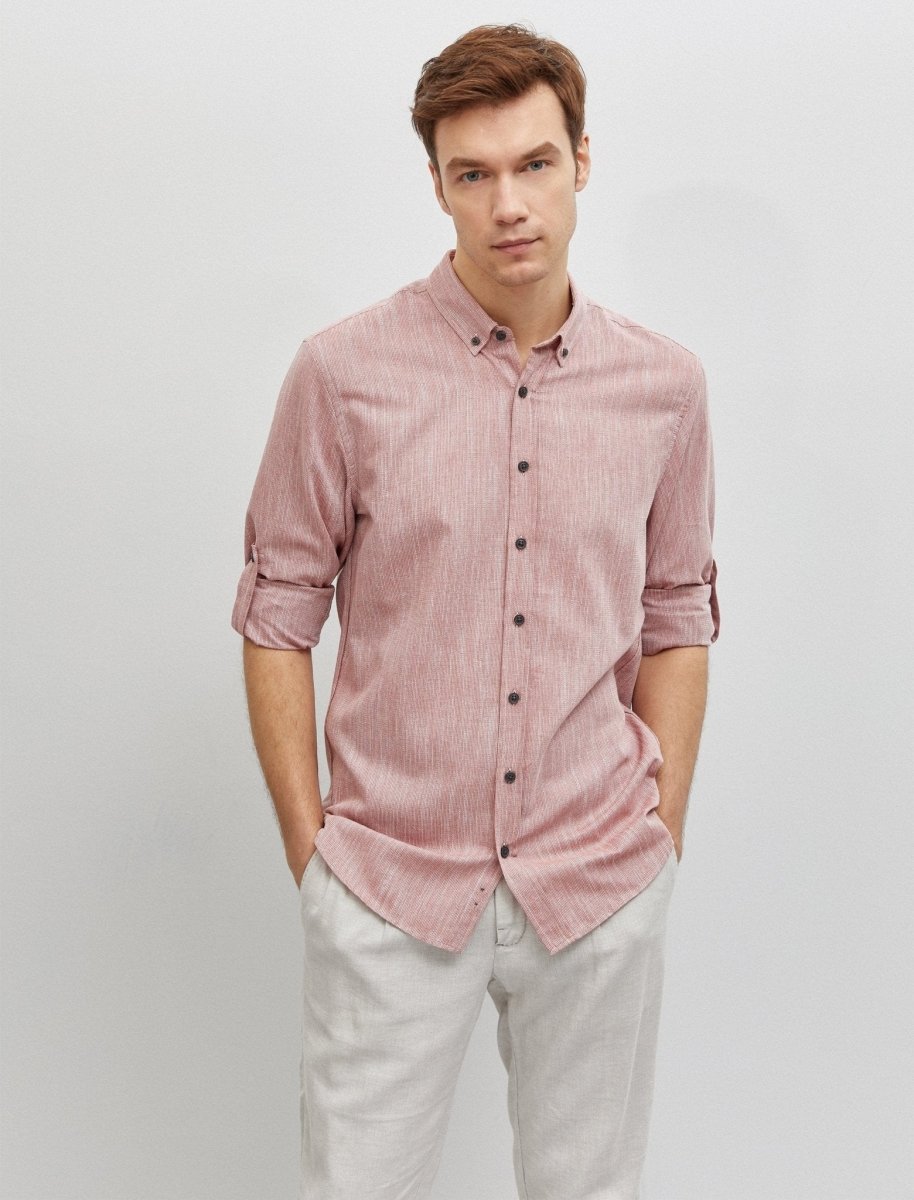Textured Twill Shirt in Rose - Usolo Outfitters-KOTON