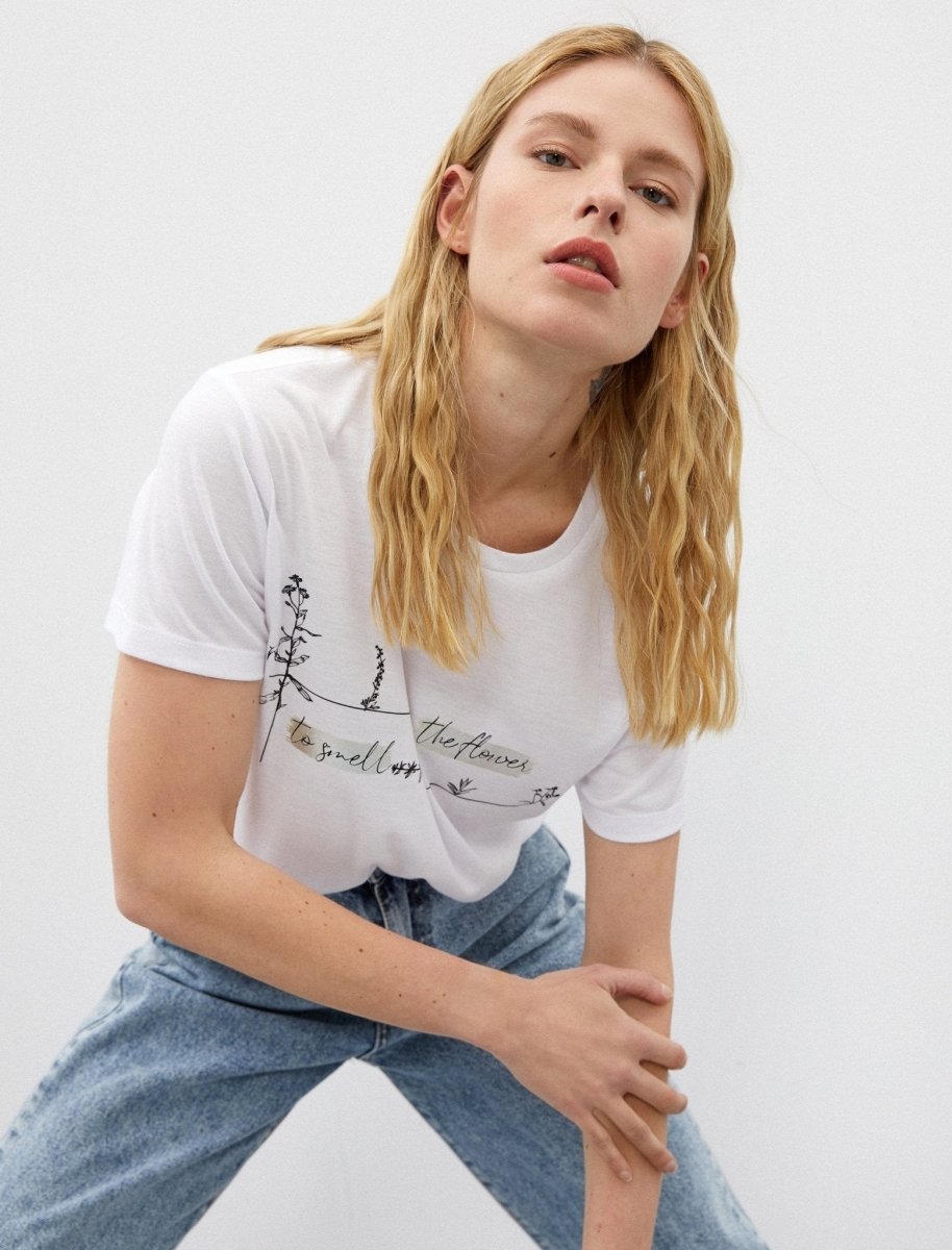 The Plants Graphic Tshirt in White - Usolo Outfitters-KOTON