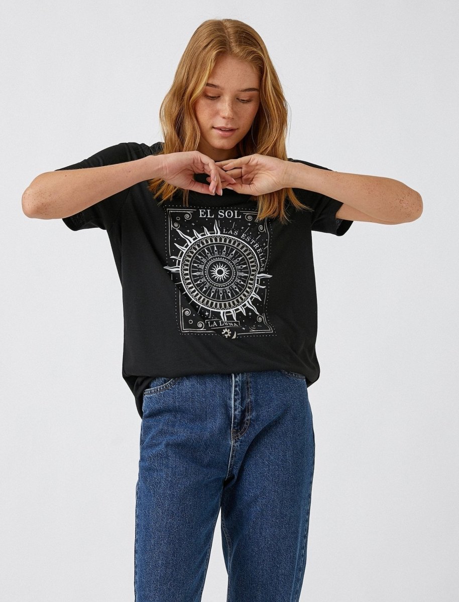 The Sun Boyfriend T-shirt in Black - Usolo Outfitters-KOTON